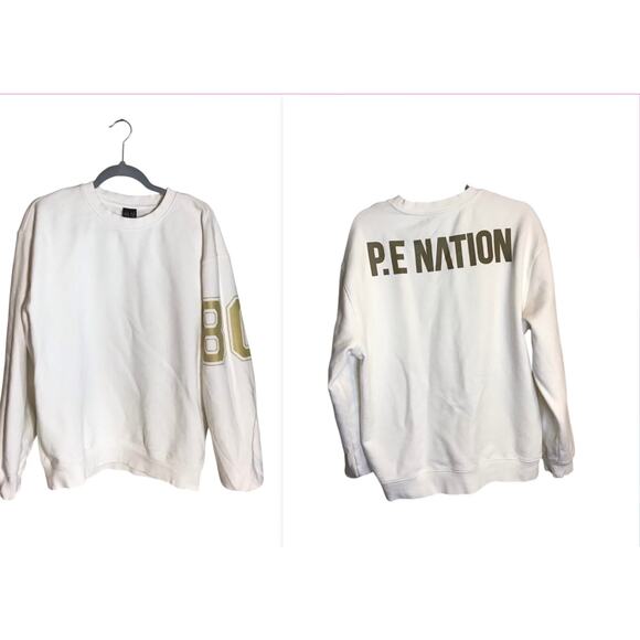 P. E Nation Women Sweatshirt Sz. XS  Cream/ Gold EUC Sporty Casual Comfortable - Picture 3 of 14